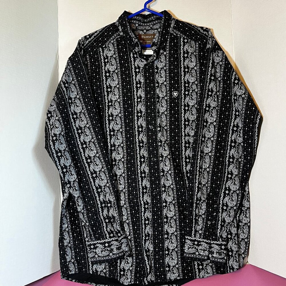 Ariat Black Collared Button Down Shirt. New.